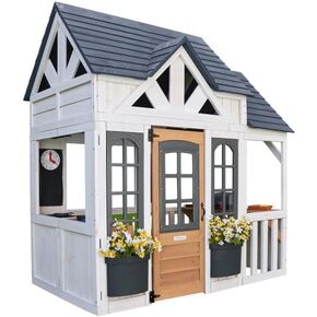 Kidkraft Lantana Lane Outdoor Wooden Playhouse مع المطبخ وباب رفرف