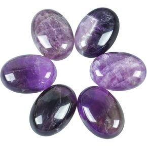 18x25 mm Oval Cabochons Flatback Crystal Healing Stone for Jewelry Making DIY Pack of 6, 7 Chakra
