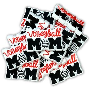 Volleyball Ball Mom Silicone Focal Bead | 12 Pack Mama Sports for Freshie Hangers Beaded Pens 1.5" Wholesale Bulk Keychain Brushes