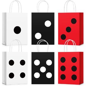 Dispowreath 24 PCS DICE Party Gift Pags Casino Party Forme Paper Paper Forms Supplies Las Vegas Poker Goody Treat Paper For Casino Birthday Party ، 8.3 × 6 × 3 بوصات (أسود ، أحمر ، أبيض) in Kuwait