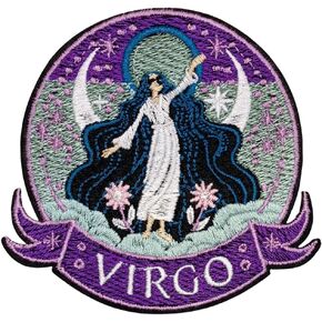 Constellation Virgo Patch – 3.35 inches, Cool Colorful Virgo Zodiac Patch – Embroidered Zodiac Iron On Patches for Backpacks