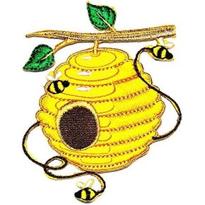 PARITA Tree Honeycomb Cute Bumble bee Fly Embroidered Badge Iron On Sew On Patch Sticker Kids Cartoon Craft Embroidery for Clothes Jeans Jackets Backpacks (3)
