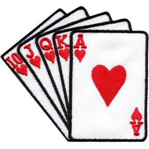 Straight Flush Playing Cards Poker Retro Casino Biker Rat Pack Applique Iron-on Patch S-598
