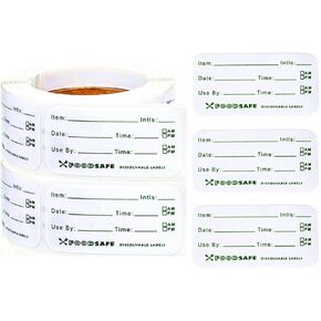 Food Storage Labels,Removale Dissolvable Food Preservation Sticker Label to Glass Plastic Metal Food Containers Jars for Kitchen Restaurant Food Storage Organization(500pcs,2x1)
