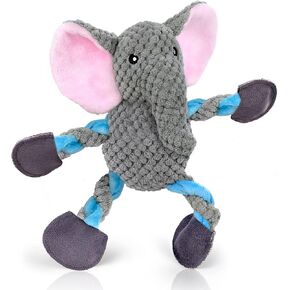 Senneny Dog Toys with Squeaker, Squeaky Toys for Dogs Puppy, Stuffed Dog Plush Toy Gift for Large Medium Small Dogs, Interactive Durable Dog Chew Toys (Elephant)