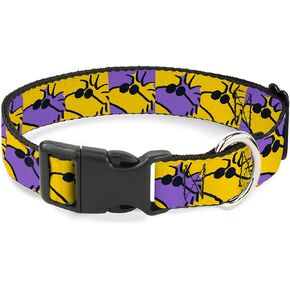 Peanuts Worldwide LLC Pet Collar, Dog Collar Plastic Buckle, Peanuts Woodstock Shades Pose Blocks Blue Yellow Black, 9.5 to 14.5 Inches 0.5 Inch Wide
