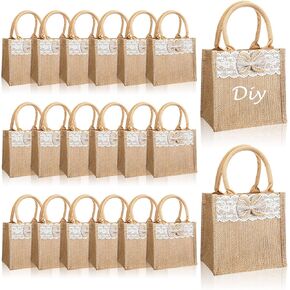 glicraft 20 pcs خدعة صغيرة الزفاف حقائب مع مقابض بيضاء الدانتيل الأبيض الحمل أكياس فندق ضيف الحقائب