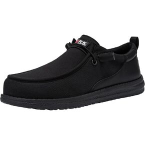 LARNMERN Slip On Steel Toe Shoes Men Lightweight Comfortable Lounging Walking Sneakers Steel Toe Loafers
