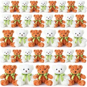 Hungdao 10 Inch 36 Pcs Plush Bear Stuffed Animals Soft Plush Bears Toys Bulk Bears Baby Shower Birthday Party Children's Day Gift, White, Light Brown