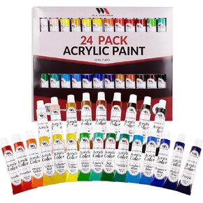 WA Portman 24pk Acrylic Paint Set - Lightfast Acrylic Paint Set for Adults and Children - 24 Tubes 12 ml