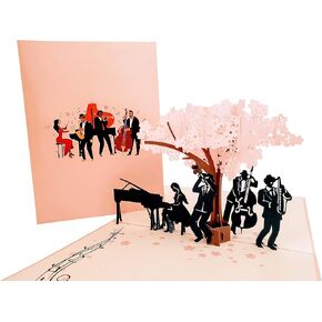 iGifts And Cards Smooth Jazz Band 3D Pop Up Greeting Card - Cool Music Lovers Presents, Awesome Cherry Blossom Tree, Inspirational Notes, Cool Teacher Gift, Happy Birthday and Spouse's Day Celebration