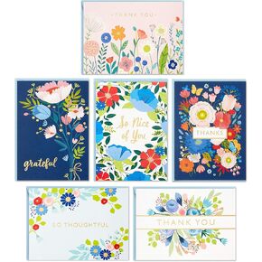 Hallmark Thank You Cards Assortment, Folk Art Flowers (36 Thank You Notes with Envelopes)