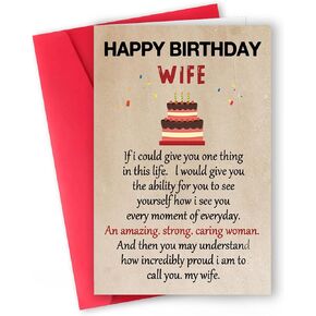 Heartfelt Birthday Card for Wife - Emotional and Loving Greeting Card for Her - Celebrate Your Amazing, Strong, Caring Wife with this Special Birthday Gift
