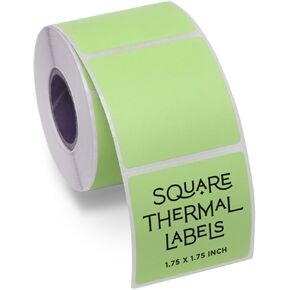 Pelikus Thermal Labels for Packaging, Small Business, Color Coding (Green, 1.75" Square)