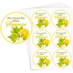 Top label Lemon She Found Her Main Squeeze Stickers,Sweet Summer Lemonade Labels,2 Inch Bridal Shower Party Favor Thank You Labels,120 Pcs