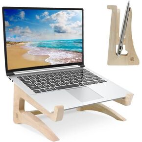 UI U & I Laptop Stand, Wooden Laptop Stand, Detachable Wooden Notebook Holder Mount Stand for Desk, 11-14inch Compatible with Apple MacBook Air Mac Pro, HP, DELL, Acer, Toshiba, Surface, Lenovo etc
