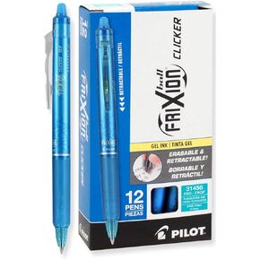 PILOT FriXion Clicker Erasable, Refillable & Retractable Gel Ink Pens, Fine Point, Turquoise Ink, 12-Pack (31456)