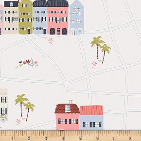 Art Gallery Fabrics Art Gallery Charleston The Row Fabric, White