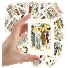 Large Stickers 24 pcs (2.5"x3.5" Each) Incredible Magical Women with Sparkles and Butterflies Vintage Postcards Retro Greeting Card Book Illustration Reprint Klimt Art Deco