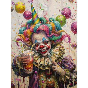 Reofrey DIY Diamond Art Kits for Adults Clown, Boy Full Drill Round Rhinestone Diamond Painting Kits, Cross Stitch Embroidery Canvas for Crafts Home Wall Decor 30x40cm