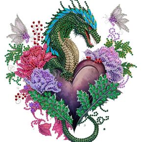 EOBROMD Dragon Diamond Art Kits for Adults, Flower DIY Diamond Painting Kits for Beginners, Crystal Rhinestones Diamond Painting for Home Wall Art Decoration