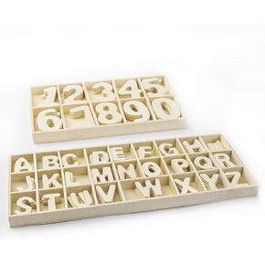 180PCS Wood Numbers 0-9 & Wood Alphabet ABC for Crafts, Mini Wooden Alphabet Letters for Home Decor, DIY Wooden Alphabet Spelling Educational Kits, Wooden Numbers for Wall Decor