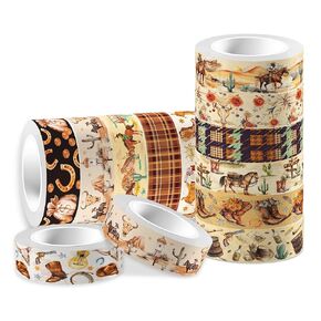 Western Washi Tape 12 Rolls Western Washi Tape Decking Cowboy و Cowgirl Washi Tape for DIY Craft Glapp Clofbook Sticker Scrapbook Party Form