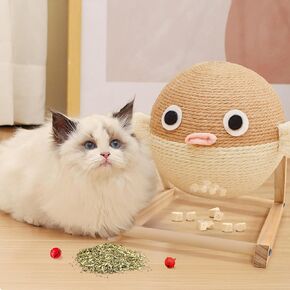 كرة خدش القط ، كرة خدش قطة سيزال تفاعلية مع Catnip ، لعبة خدش القط مع جرس ، سطح خدش متين للقطط الداخلية ، التمرين المرح وتخفيف الإجهاد للقطط