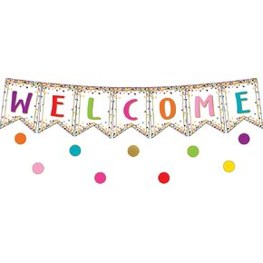 Teacher Created Resources Confetti Pennants Welcome Bulletin Board, 9.5 x 13.5 inches