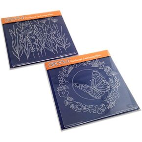 Butterfly Wreath & Meadow Grasses - A5 Square Groovi Plates