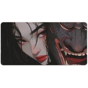 Female Samurai Large Mouse Pad Japanese Anime Girl Samurai Mousepad Cool Desk Mat for Keyboard and Mouse Mat Gaming Non-Slip Rubber Desk Computer Pad 23.6 x 11.8 Inch