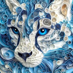 Bgraamiens Puzzle-Blue Gaze-1000 Piece Tiger Animal Puzzle Paper Quilling Art Puzzle Color Challenge Jigsaw Puzzles for Adults and Kids