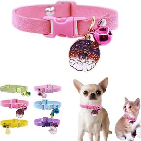 Pink Puppy Collar with Bell, XXS Dog Collar Girls, Cute Cat Collars with Bell for XXS Xs Small Tiny Female Dogs Pet Kitten Animal, XXSmall