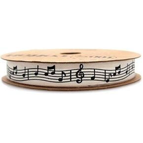 Homeford Black Musical Notes Cotton Ribbon, 5/8-Inch, 10-Yard