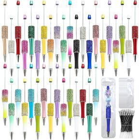 72 Pcs DIY Diamond Beadable Pen Kit - 24 Plastic Rhinestone Beaded Pens Bulk with Refills & Bags - Fancy Cute Glitter Pens for Crafting, Students & Teachers – School Supplies, Office Item