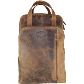 WILD WOODS Leather Laptop Backpack for Men Women, 15.6 inch, Travel Backpack Purse, Professional College Business Work Bag, Carry On Backpack