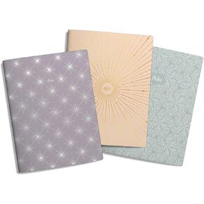 Southworth Premium Journal Set (3pk), 6.5"x 8.5", Ethereal Geometrics (3 Coordinating Designs), Premium 28lb/105gsm Paper, Flex Journals, 32 Ruled Sheets/64 Pages Per Journal (91071)