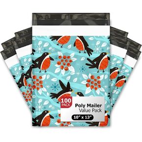 10x13 (100) Snowman Winter Designer Poly Mailers Self Sealing Waterproof Tamperproof Shipping Envelopes Christmas Premium Printed Bags For Small Businesses
