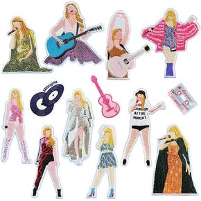 13Pcs Rock Music Guitar Iron On Patches for Clothes Embroidered, Bright Vivid Colors, Sew On/Iron On Patch Applique for Clothes, Dress, Hat, Jeans, DIY Accessories、Party Patch