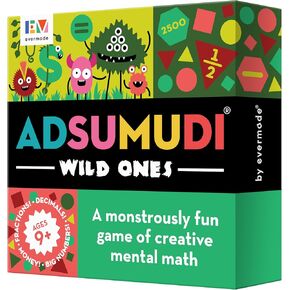 Adsumudi Math Game - Wild Ones - The Wildly Fun Game for Kids to Tame Fractions, Decimals, Money, Big Numbers and Mental Math - Great for Ages 9 and Up