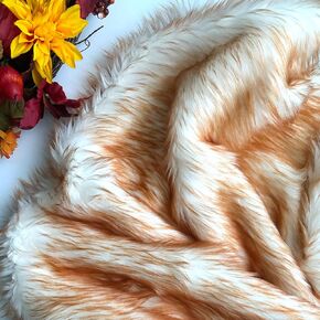Bianna Candy Amber Orange White Faux Fur Fabric, 60 inches Wide Options and Small Sizes, American Seller, Luxury Shag Shaggy Material for Crafting, Sewing, Costumes (20x30 inches)
