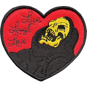 1 Pcs Live Laugh Love Sukll Inspirational Stay Positive Emblem Embroidered Fastener Looped Tactical Patch for Clothes Backpack Uniform Coat Jackets Jeans Armband Dog Vest and More