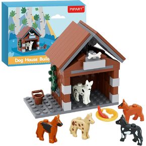 Farm Animals Dog House Building Blocks Set, MOC Animal Kennel Toy Set for Kids, Girls and Boys Ages 8+ (109 Pieces)