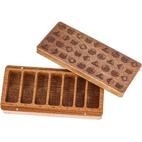 علبة زهر DND خشبية مع غطاء مغناطيسي لتخزين مجموعات متعددة من 7 زهر متعدد السطوح لألعاب D&D Tabletop
