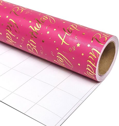 Ldgooael Mini Short Short Short Birthday Wrapp Wappling Roll (17 بوصة × 32.8 قدمًا) - أرجواني مع رقائق ذهبية للعطلات ، يوم الأم ، عيد ميلاد ، حفل زفاف ، دش الطفل in Kuwait