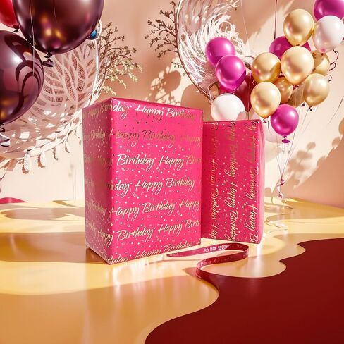 Ldgooael Mini Short Short Short Birthday Wrapp Wappling Roll (17 بوصة × 32.8 قدمًا) - أرجواني مع رقائق ذهبية للعطلات ، يوم الأم ، عيد ميلاد ، حفل زفاف ، دش الطفل in Kuwait