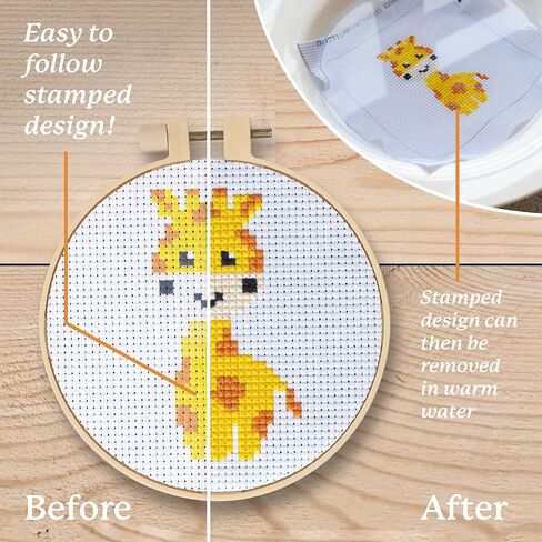 Kraftex Floral Cross Cross Stitch مجموعات للمبتدئين - 3 عبوات. DIY تطريز أنماط الإبرة للبالغين والأطفال. مجموعات غرزة سهلة للمبتدئين (مخلوقات حديقة الحيوان) in Kuwait