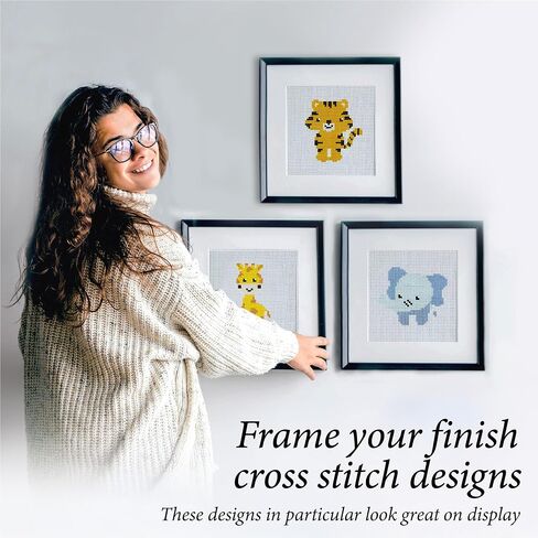Kraftex Floral Cross Cross Stitch مجموعات للمبتدئين - 3 عبوات. DIY تطريز أنماط الإبرة للبالغين والأطفال. مجموعات غرزة سهلة للمبتدئين (مخلوقات حديقة الحيوان) in Kuwait