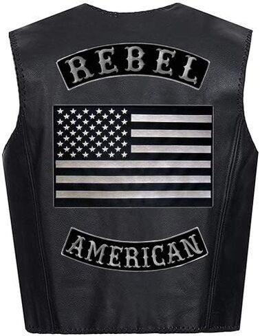 VEGASBEE® United States of America Flag USA Embroidered Iron-on Patch American Subdued Colors Black-Gray for Jacket Rider Vest Extra Large 14" by 9" inches XL Size US in Saudi Arabia