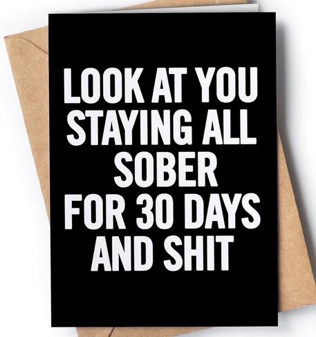 1 Year Sober Card, One Year Sobriety Card, Funny Recovery Card, Original Soberversary Card for men or women - Say congratulations and show encouragement to someone who just reached a milestone in Saudi Arabia